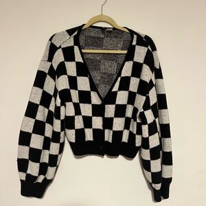 H&M Black and White Checkered Cardigan